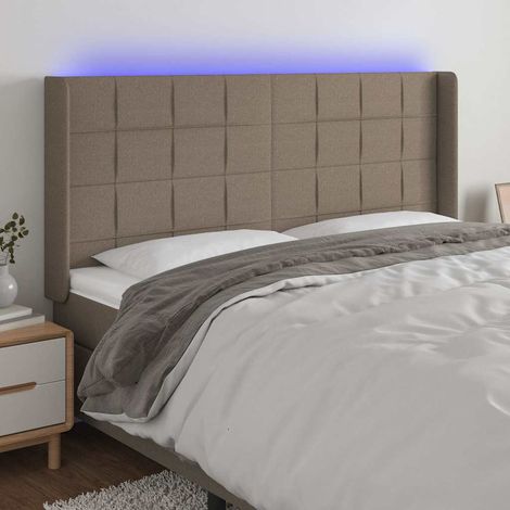 vidaXL Cabecero con LED de tela gris taupe 163x16x118/128 cm (1/5)