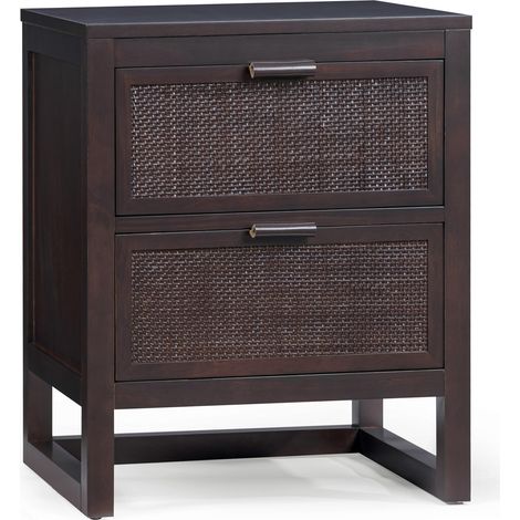 Teamson Home Hatteras Bedside Table 2 Drawer Nightstand, Espresso (1/5)