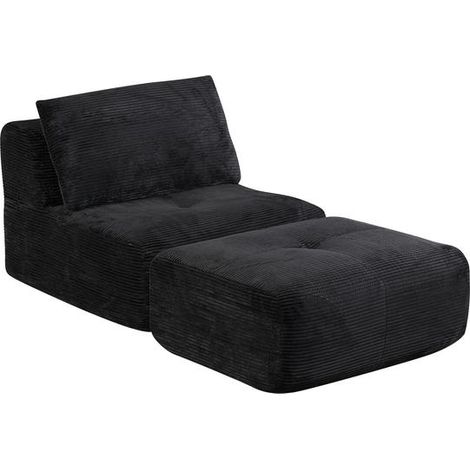 Sofa 1-Sitzer Relaxsessel mit Hocker, Cordstoff, ohne Montage