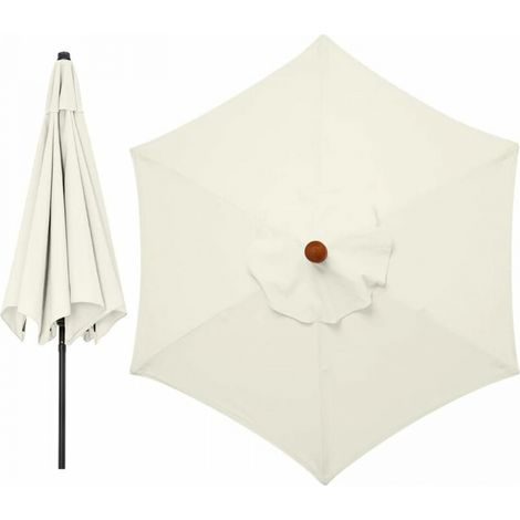 Ersatzbezug für Sonnenschirm, 6 Streben, 2 m, wasserdicht, UV-beständig, Ersatzstoff, beige