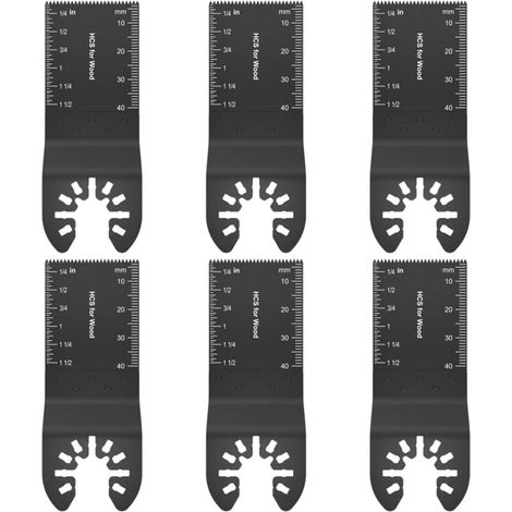 Lames de scie oscillantes multifonctions, lot de 6, 34 mm, universelles, pour bois et plastique (1/5)