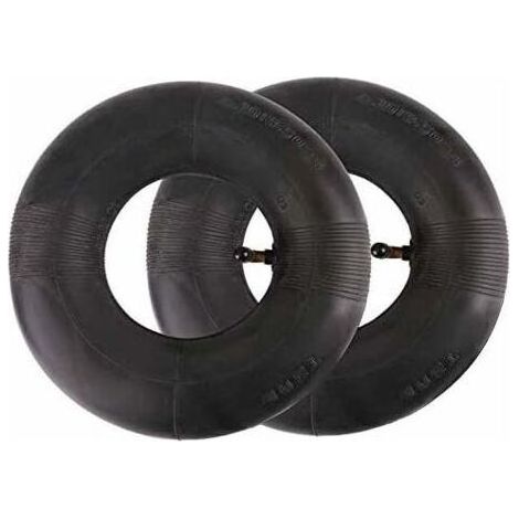 Lot de 2 chambres à air 4.10/3.50-4 en caoutchouc noir gonflable avec valve coudée TR87, adaptées pour chariots à main et tondeuses (1/5)