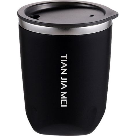 Mug isotherme noir de 300 ml en acier inoxydable avec couvercle étanche (1/5)