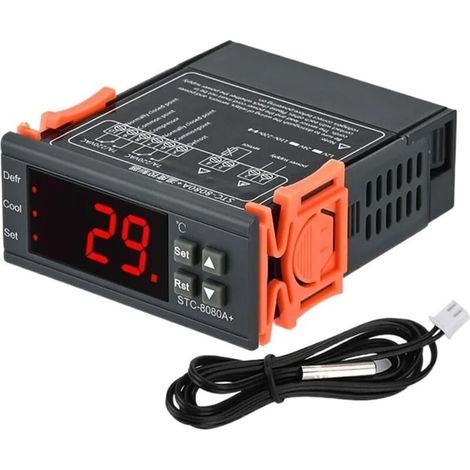 SJLERST Digitaler Temperaturregler, STC-8080A+ Thermostat für Kühlschränke mit automatischer Abtaufunktion und NTC-Sonde 220 V (1/5)