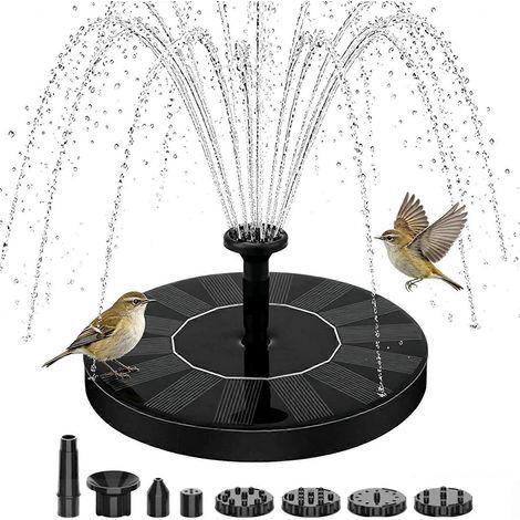 Fontaine solaire flottante pour bain d'oiseaux mini fontaine avec 6 buses pour jardin bassin piscine et extérieur 13 cm (1/5)