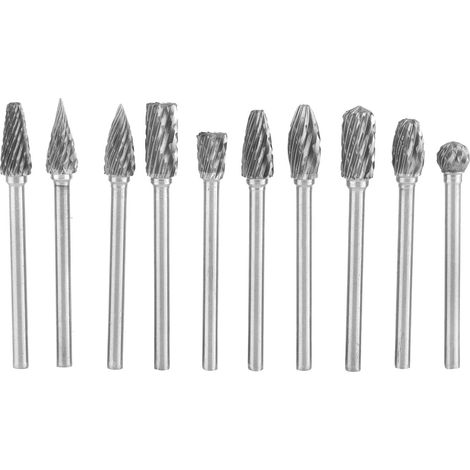 Fraise rotative en carbure, tête de meulage, travail du bois, alésage, routeur de sculpture 3mm, 10 pièces (1/5)