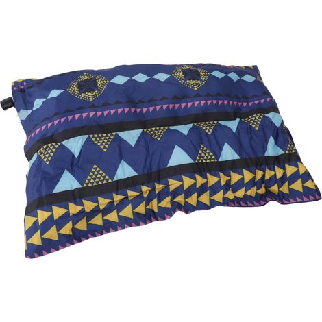 Oreiller gonflable de camping en PVC compressible, léger et coloré, à gonflage automatique, idéal pour les voyages, la randonnée et le trekking (bleu foncé). (1/5)