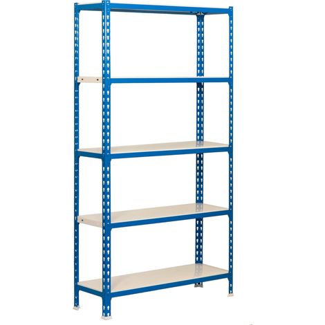 Étagère Rangement et 5 Niveaux, 180 kg Capacité de Charge et Point de Flexion, 2000x800x400 mm, Étagère Charge Lourde, Étagère Garage, Bleu/Blanc (1/5)