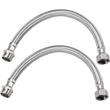 Raccord de tuyau d'alimentation pour robinet (lot 2) G1/2 femelle x mâle, longueur 40,6 cm (16 (1/5)
