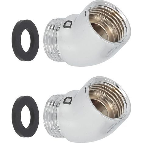 Flexible de douche amélioré - Raccord coudé à 145° - Adaptateur pour bras de douche - Adaptateur d'extension pour une plus grande portée dans la salle de bain (1/4)