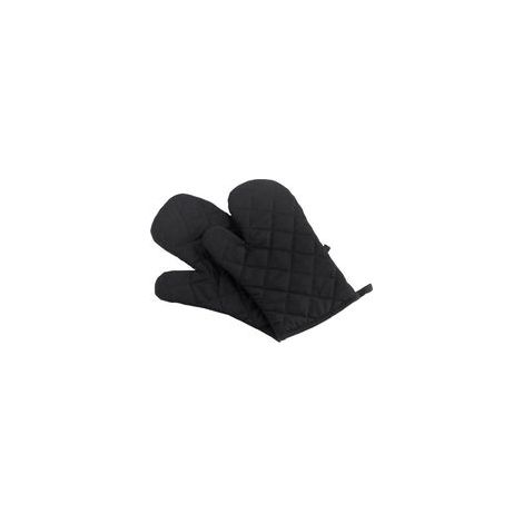 Extra große, gesteppte Küchenhandschuhe aus Baumwolle und Polyester, schwarz, Premiumqualität und hitzebeständig. – Crezuo