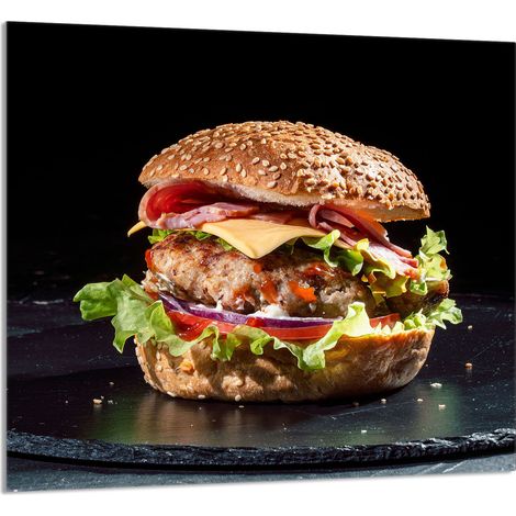 GLASPLATTE FÜR KÜCHE 65x60 Hamburger