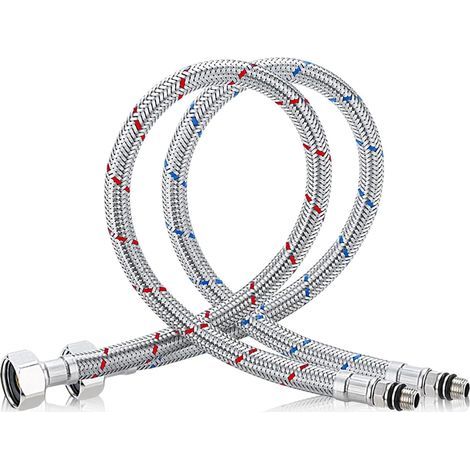 Tap Hoses, Flexible Armored Stainless Steel, G1/2 M10 Fitting, For Kitchen and Bathroom (1/5)