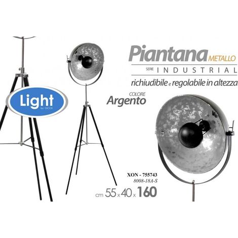 Lampadaire directeur industriel argent cm 160h