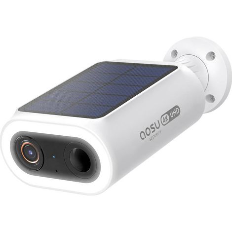 Aosu – Caméra de surveillance extérieure WiFi 4K 8MP – Alimentation solaire avec panneau intégré – Détection AI pour personnes/animaux/voitures – Alarme IP65 - AOSU 4 K