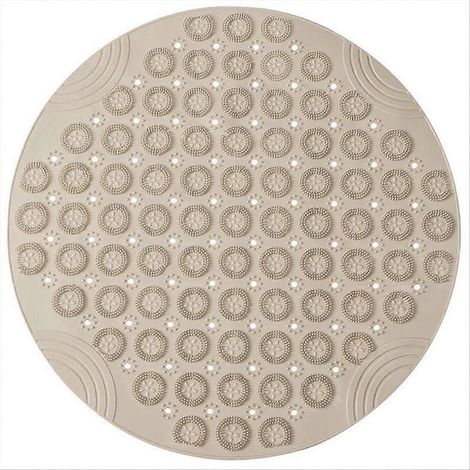 Tapis de douche rond antidérapant à forte aspiration avec trous d'évacuation, pour salle de bain, fixation stable, résistant à l'eau (1/5)