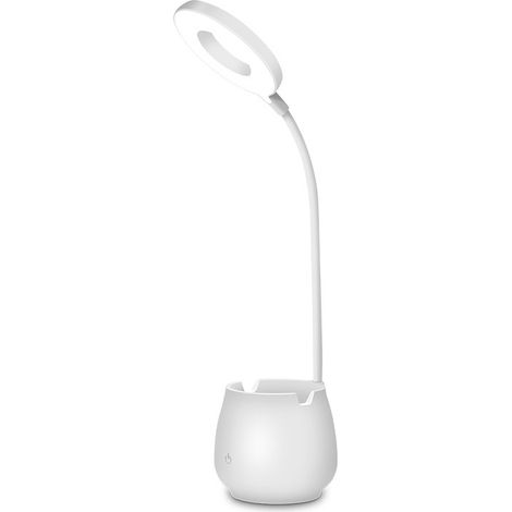 Lampe de Bureau LED Rechargeable, Flexo Tactile, 3 Intensités Lumineuses, Éclairage de Table Réglable, Protection des Yeux, Lampe de Chevet USB (1/4)