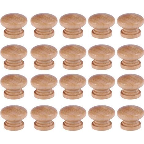 Set mit 20 pilzförmigen Holzgriffen für Schubladen inklusive Schrauben – Elegante Griffe für Möbel und Schubladen, 3,5 cm (1/4)