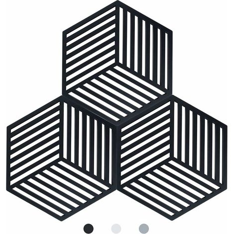 3 pièces noir losange coussin isolant hexagone Table à manger coussin isolant évider coussin de conception HANBING (1/5)