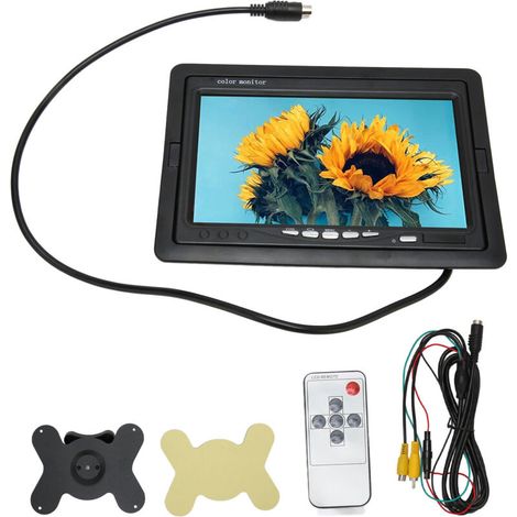 Écran LCD TFT 7 pouces couleur rotatif pour caméra de recul, 2 entrées AV, moniteur pour DVD voiture et surveillance.