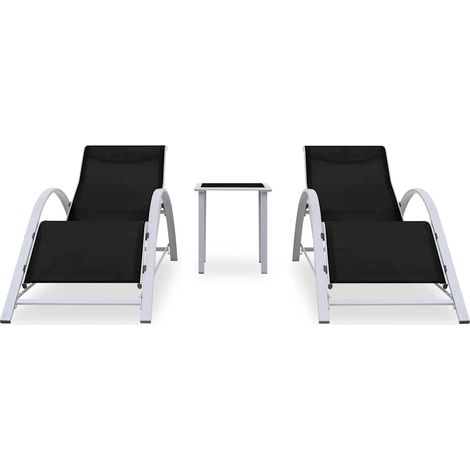 Maison Exclusive - Sonnenliegen 2 Stk. mit Tisch Aluminium Schwar (1/5)