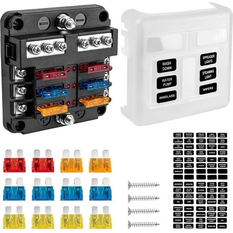 Boîte à fusibles à 6 voies, spécialement conçue pour les camping-cars et les yachts, avec indicateur LED et câblage à vis. Fortement recommandée pour les camping-cars et les yachts. (1/5)