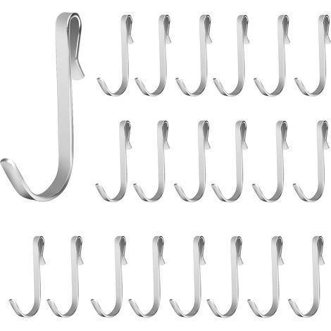 20 Pièces Petit Crochet S de Suspension,Crochet S Acier Inoxydable Crochet Multifonctions,Mini Crochet en S, Petit Crochet Plat pour Salle de Bains Chambre Bureau Cuisine (Argent) (1/5)
