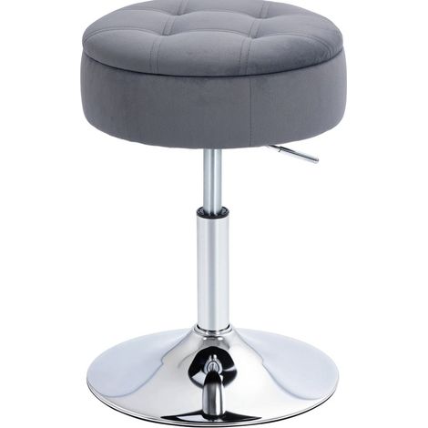Sgabello da bar regolabile 39x39x65 cm in poliestere grigio con contenitore - CHICFURN (1/5)