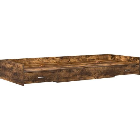 Lit simple,Lit adulte,Cadre de lit avec rangement avec tiroir Chêne fumé 100 x 200 cm CFW5267210 (1/5)