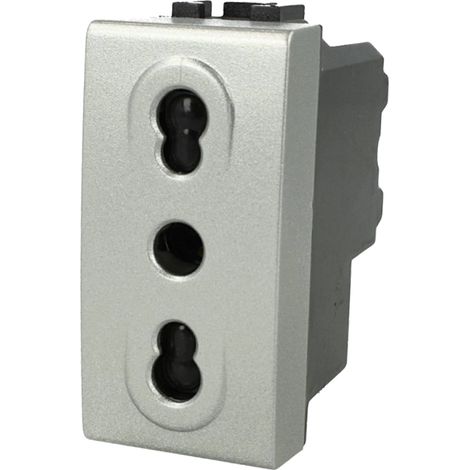 Presa Bipasso Bivalente 2P+T 10/16A Silver Tech Grigio Compatibile Living (1/3)
