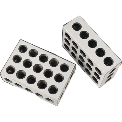 Bloques de precisión para maquinistas, precisión de 0,0001 pulgadas, material de acero endurecido, dimensiones 1"x2"x3", diseño de 23 orificios, dureza Rockwell C 56-60 (1/5)