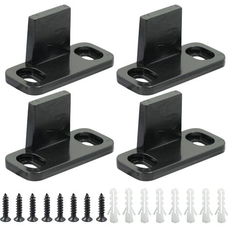 Lntyq Lot de 4 guides de guidage au sol pour porte coulissante - En plastique réglable - Pour porte coulissante en verre, porte d'armoire, porte de grange, porte en bois - Noir