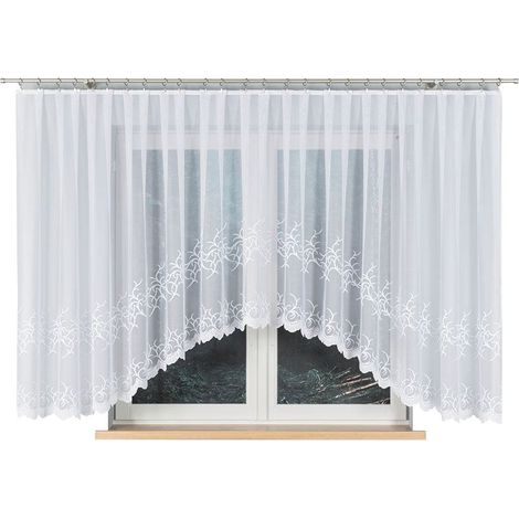 Bakaro - Tenda jacquard pronta all'uso con taglio sul fondo - 520x160 cm - bianca