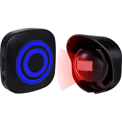 Détecteur de mouvement, détecteur de passage, alarme, sonnette pour chat, système d'alarme sans fil avec récepteur enfichable et détecteur à capteur PIR pour bureau, magasin ou maison (1/5)