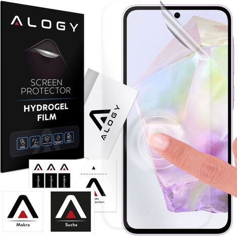 Protector de pantalla de hidrogel para teléfonos Samsung Galaxy A35/ A34/ A33/ A32/ A31/ A30/ A30S. Película de hidrogel Alogy. (1/4)