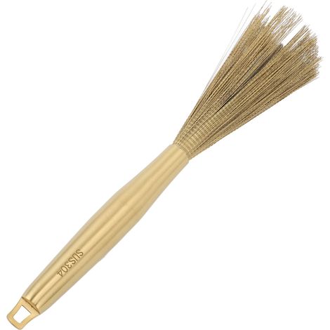 Brosse de nettoyage et brosse à récurer en acier inoxydable 304 avec poignée et trou de suspension pour cuisine vaisselle casseroles poêles évier nettoyage doré (1/5)