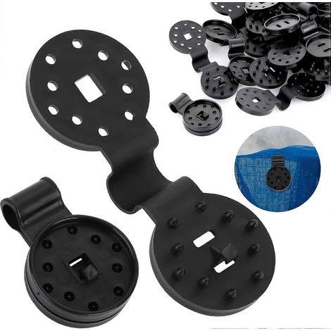 20 pinces à linge rondes en plastique pour toile d'ombrage, pinces noires pour filet de toile d'ombrage, pinces imperméables pour toile d'ombrage, filet de protection contre les oiseaux (1/5)