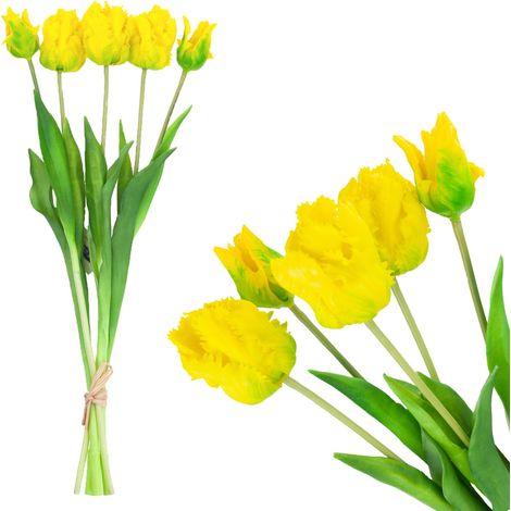 CV13899-3 Tulpenstrauß, Papagei, künstliche Gummiblumen, 5 Stück, naturgetreu