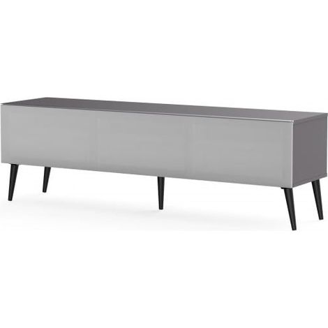 Meuble TV tissu acoustique et mélaminé gris Helsinborg 160 cm (1/5)