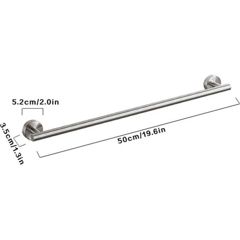 Porte-serviettes en acier inoxydable SUS304, porte-serviettes de salle de bains de 50cm de Long, porte-serviettes brossé (1/5)