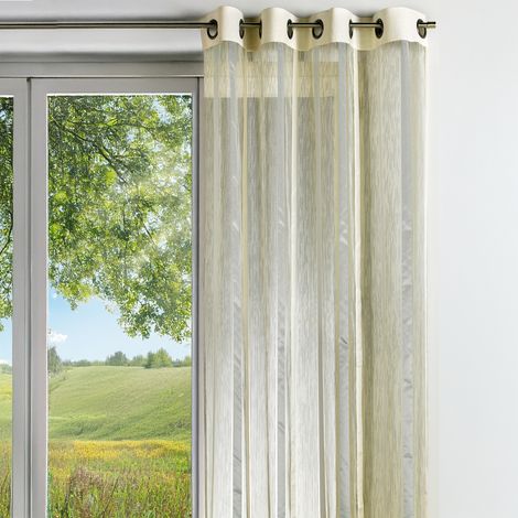 Voilage organza à rayures verticales et parement Gris clair 140x260 cm