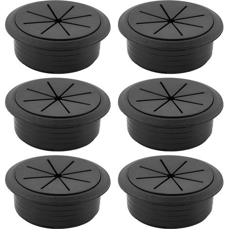 CCYKXA Stück Kabeldurchführungen aus Kunststoff, 60 mm schwarze Schreibtischdurchführung, Schreibtischkabeldurchführungen für Schreibtische, Computertische, Arbeitsstationen (schwarz)