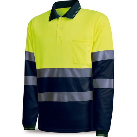 Polo Manches Longues Haute Visibilité Bleu T-M