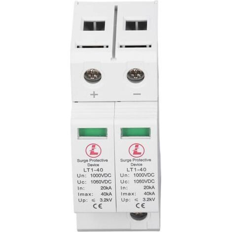 2P DC1000V Photovoltaic Surge Protector – IP20 Flame Retardant – 20kA Discharge Current – 35mm Guide Rail for Easy Installation (1/5)
