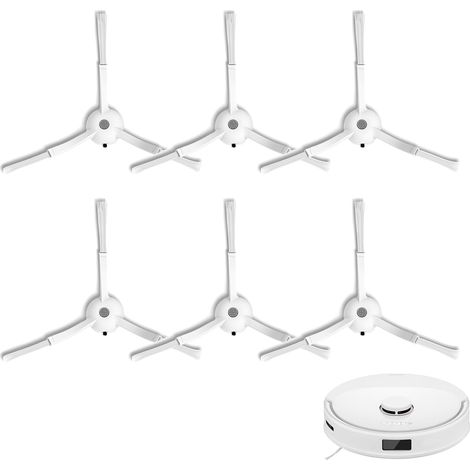 SEIWEI Lot de 6 brosses latérales de rechange pour aspirateur robot. brosses latérales en caoutchouc pour Robo`rock Qrevo S/Pro/Plus/Master. blanc (1/5)