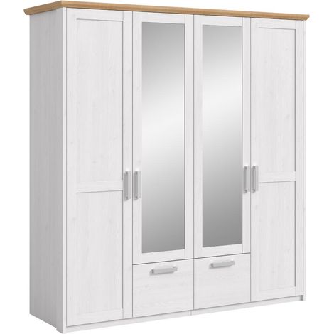 Verona Kleiderschrank 2 Türen, 2 Spiegeltüren, 2 Schubladen sibirische Lärche Dekor.