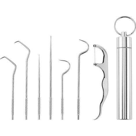 Nécessaire de cure-dents en acier inoxydable 304 avec fil dentaire métallique pour hygiène buccale, tube de rangement portable