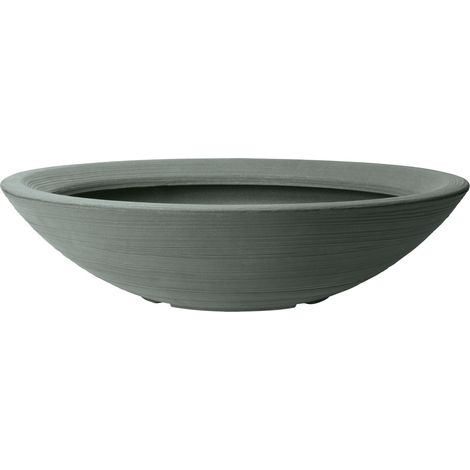 Stewart Varese 60cm Low Bowl Planter – Millstone Grey with Drainage Holes