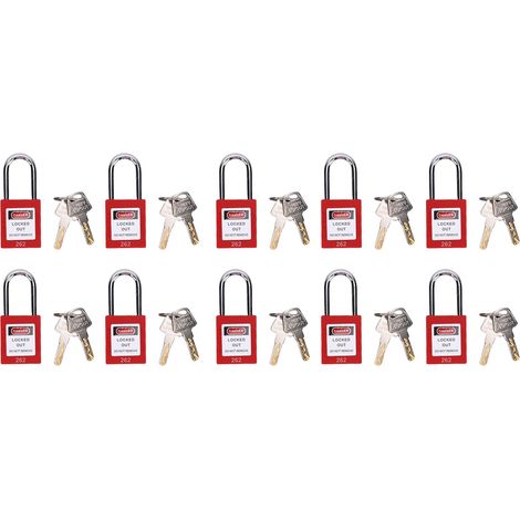 Lot de 10 cadenas de consignation rouges avec anse à déploiement automatique (1/5)