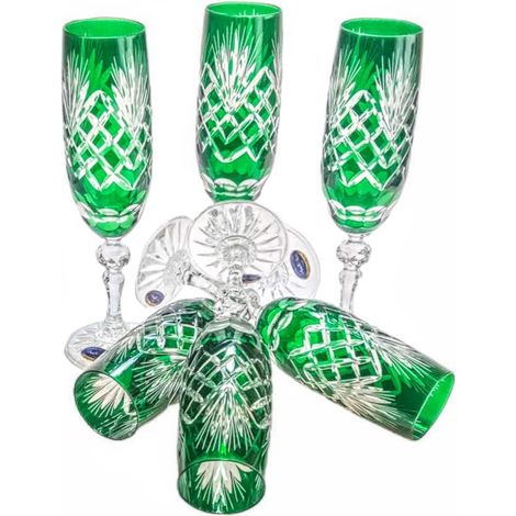Verres à champagne en cristal émeraude 150 ml Ananas (1/5)